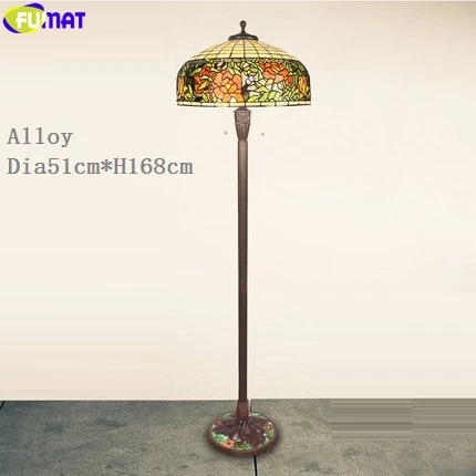 Alloy Rose Торшер FUMAT Tiffany, 20 дюймов, Витраж, яблоко, роза, виноград, цветок, рисунок, медная рамка, светильник, домашний декор, мозаика - Цвет абажура: Alloy Rose