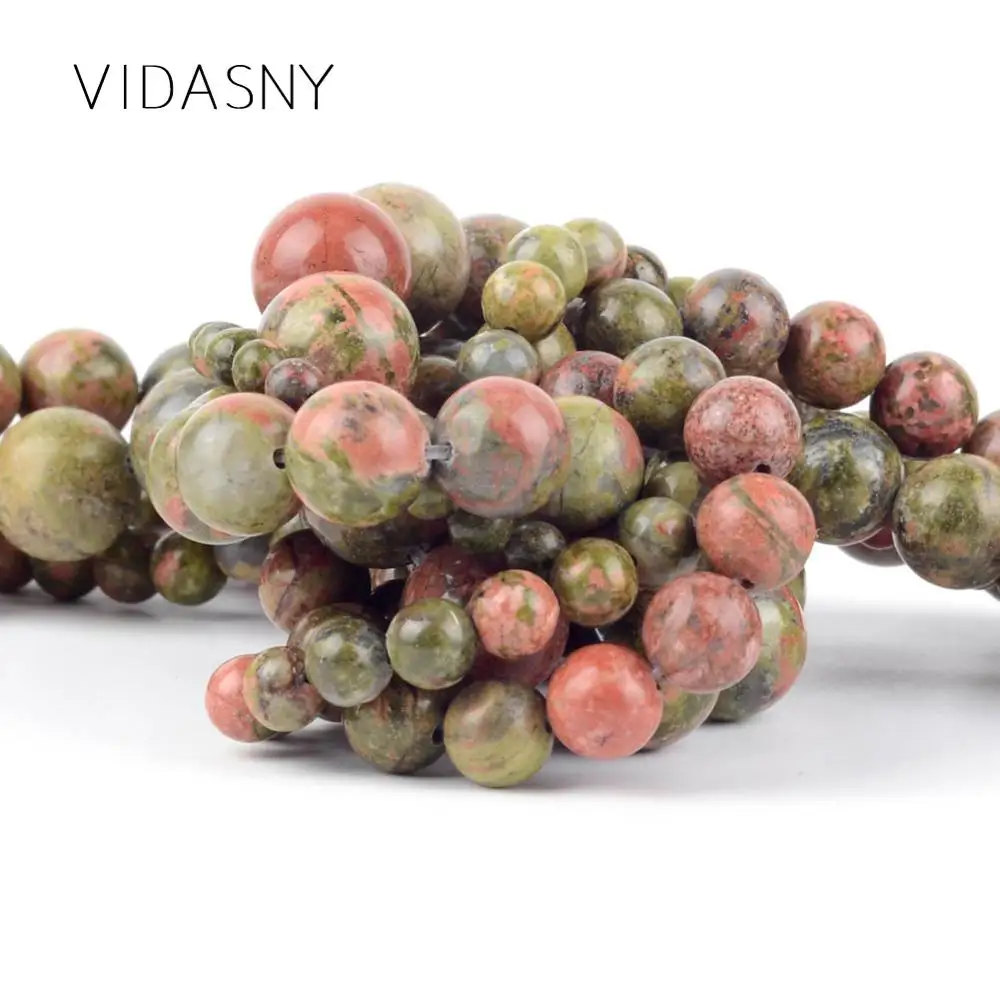 Natural Gem Unakite Stone Round Beads For Jewelry Making 4mm-12mm Loose Spacer Diy Bracelet Necklace 15'' Wholesale | Украшения и