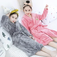 autumn winter kids girls winter sleepwear flannel thicken warm children bathrobe cartoon print teenager pajamas sleepwear robe