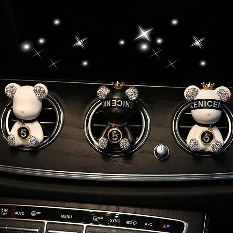 

Creative crown diamond cute bear car violence bear fragrance perfume clip air outlet aroma car decoration air fresher