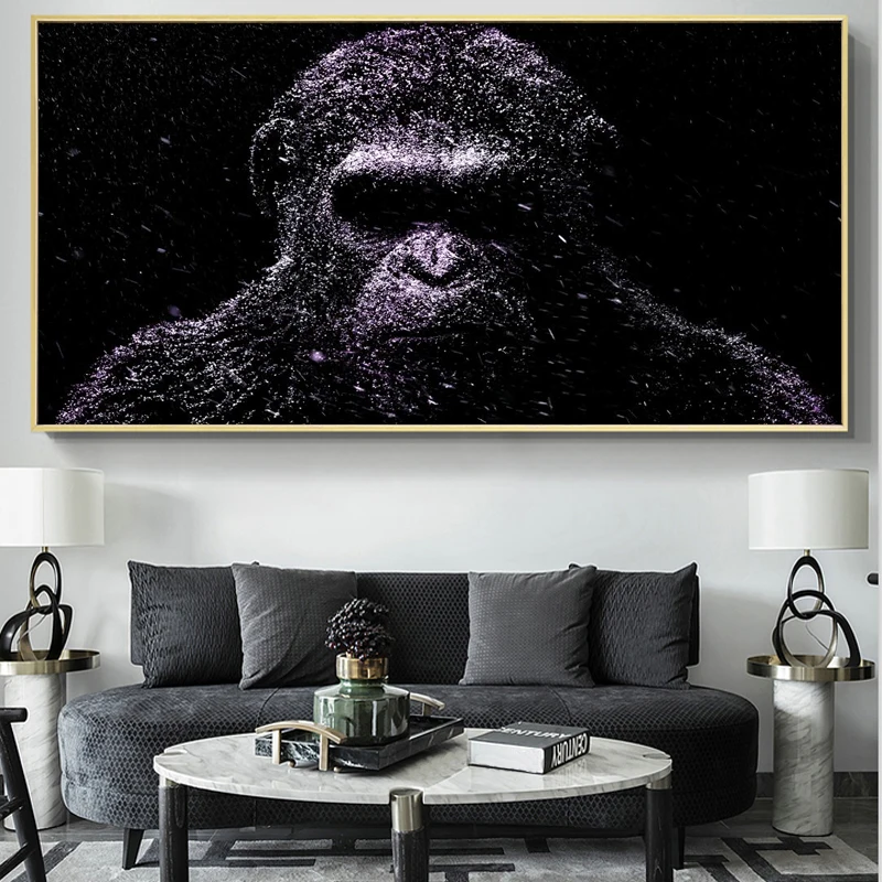 

Wall Art Decor Canvas Painting Purple and Black orangutan Poster Print Canvas Art Pictures for Kids Room Quadro Home Decor