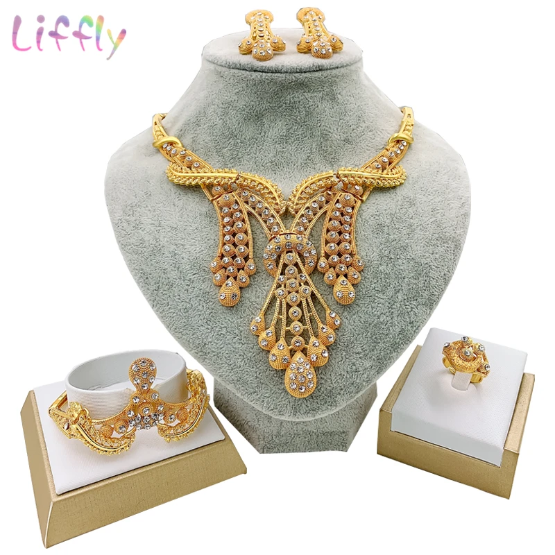 Нигерийская бижутерия благородное роскошное многослойное ожерелье серьги