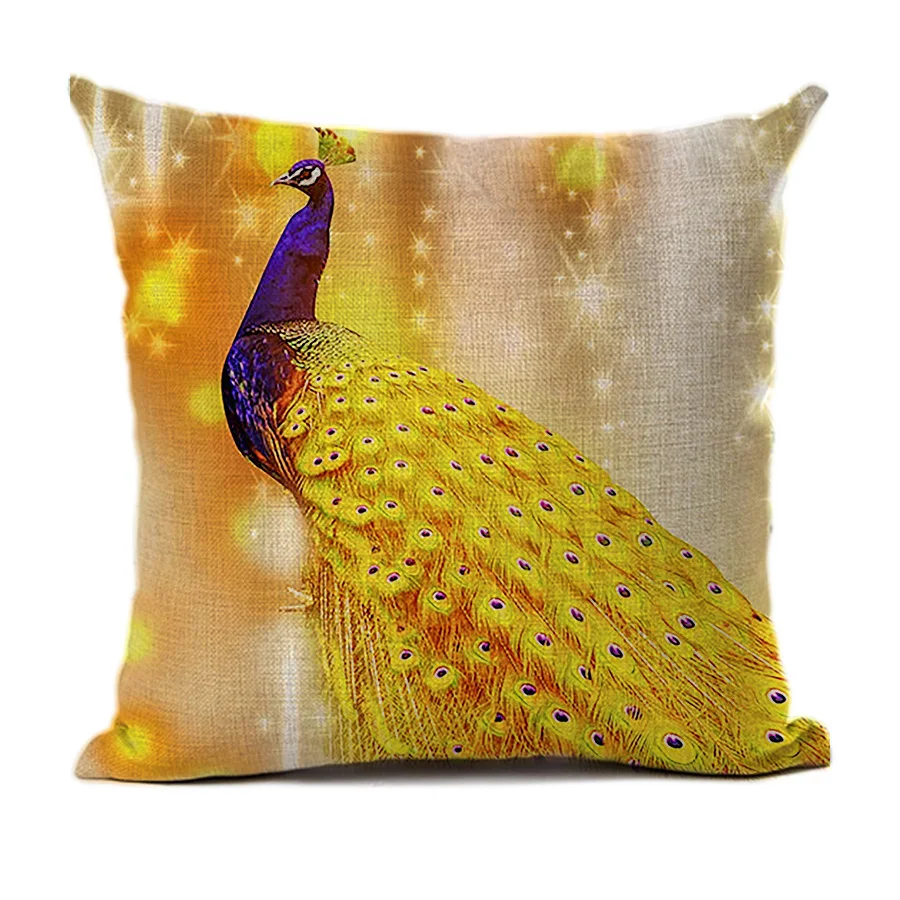 Peacock-2-Linen Подушка с павлином, чехол, красочные перья, декоративные подушки, чехол для дома, гостиной, декор для дивана, полиэстер, лен, элегантные чехлы - Цвет: Peacock-2-Linen