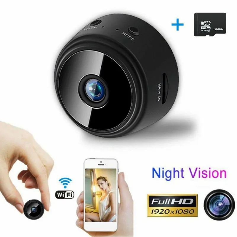 Мини-камера 1080P Wifi + карта 16G/32G инфракрасная камера ночного видения IOS Android