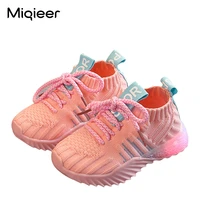 baby shoes children led glowing sneakers autumn luminous infant toddler girls breathable knit soft non slip running sports shoes