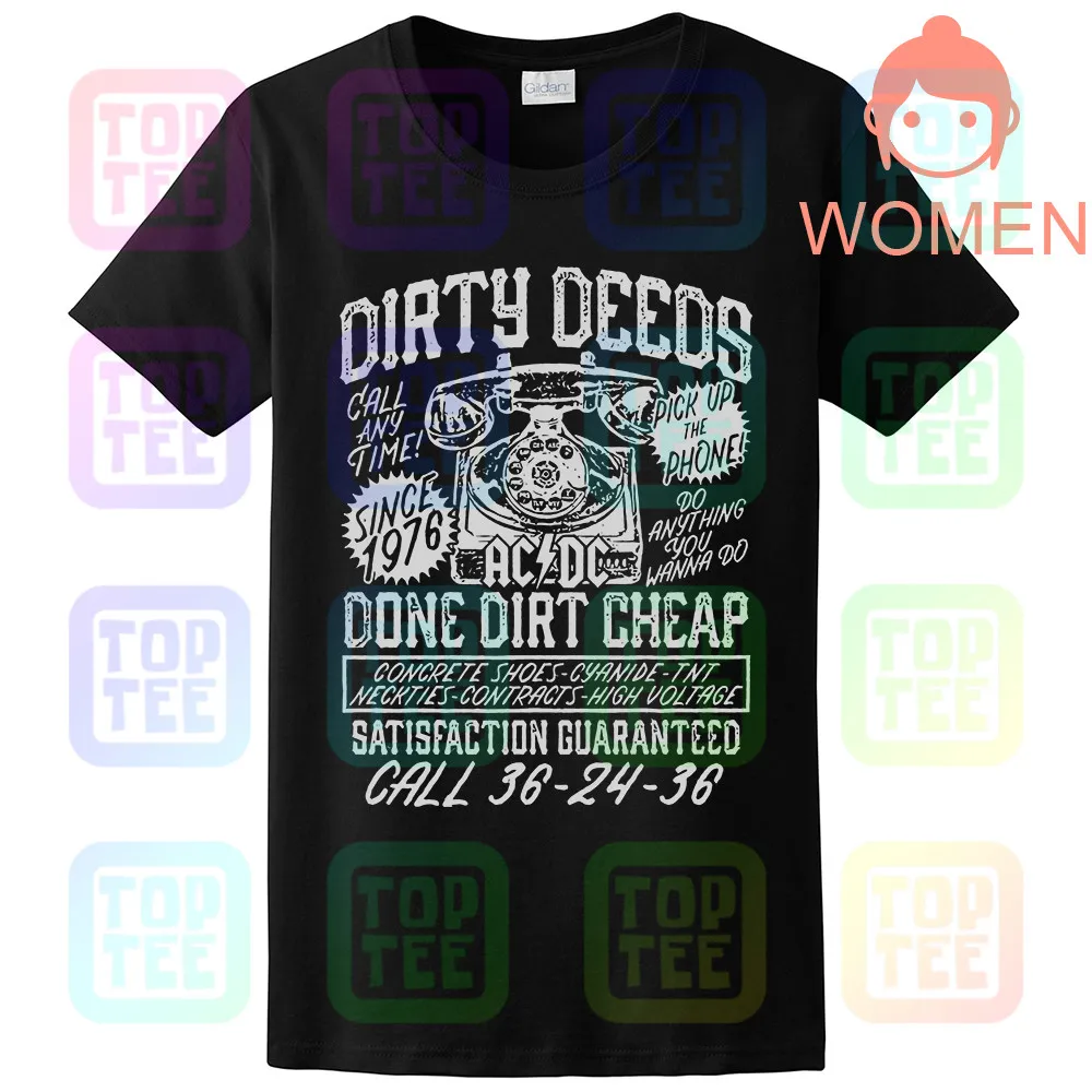 AC/DC Dirty deades Dirt дешево взрослая футболка тяжелый металл музыка - Цвет: WOMEN-BLACK