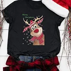 Женская футболка, Рождественский топ с мультяшным принтом, футболка на новый год, модная футболка Harajuku, Femme mujer camisetas
