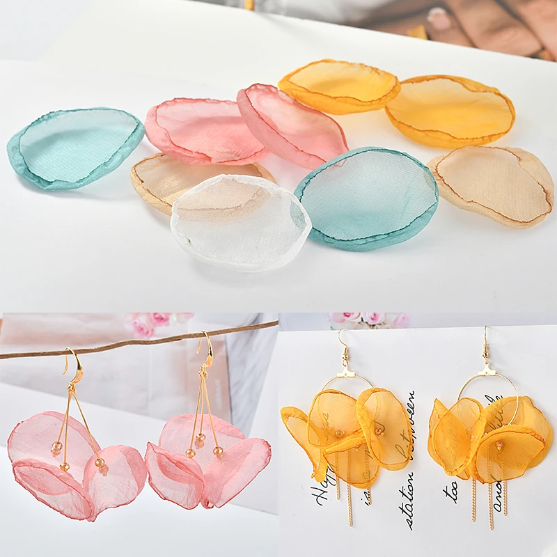 Новинка 2019 длинные серьги из прозрачного кружева и шифона с лепестками цветов