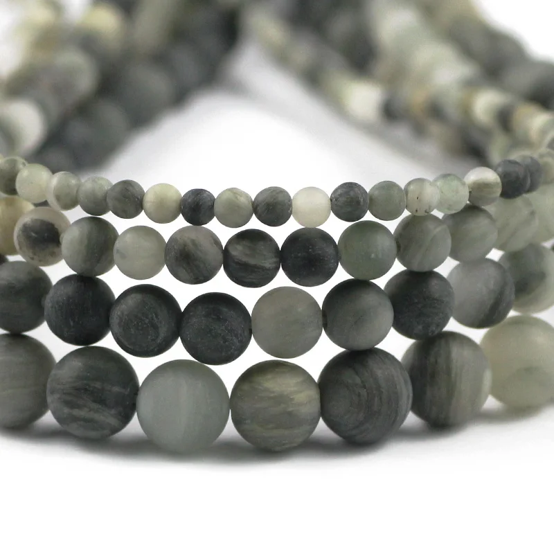 

JHNBY Matte Smaragdite Taramite Natural Stone 4/6/8/10MM Round Loose beads for Jewelry making DIY bracelet necklace accessories