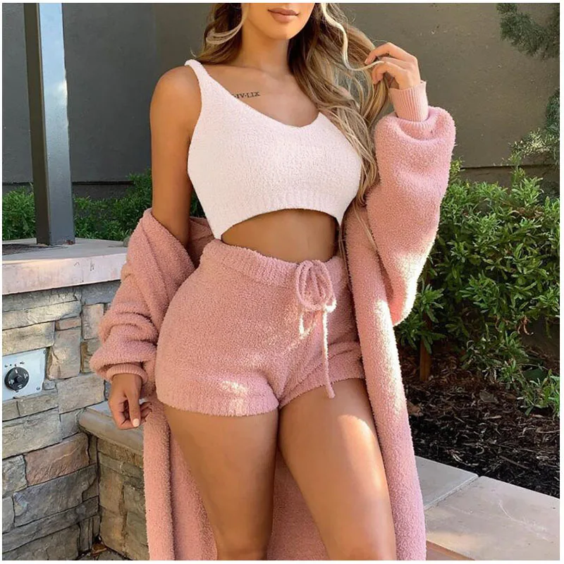 

Трикотажный Повседневный Женский Короткий комбинезон, зимний женский однотонный спортивный костюм, женский Мягкий теплый комбинезон для о...