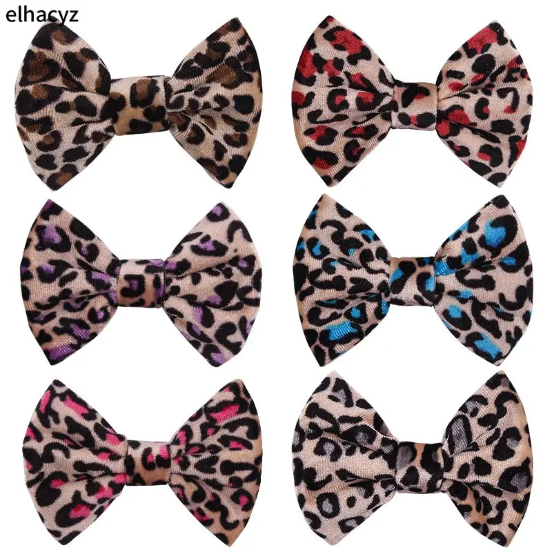 

1PC New 4" Big Smooth Leopard Velvet Kids Hair Bow With/Without Clip Autumn&Winter Hair Accessories Girls Headwear For Headband