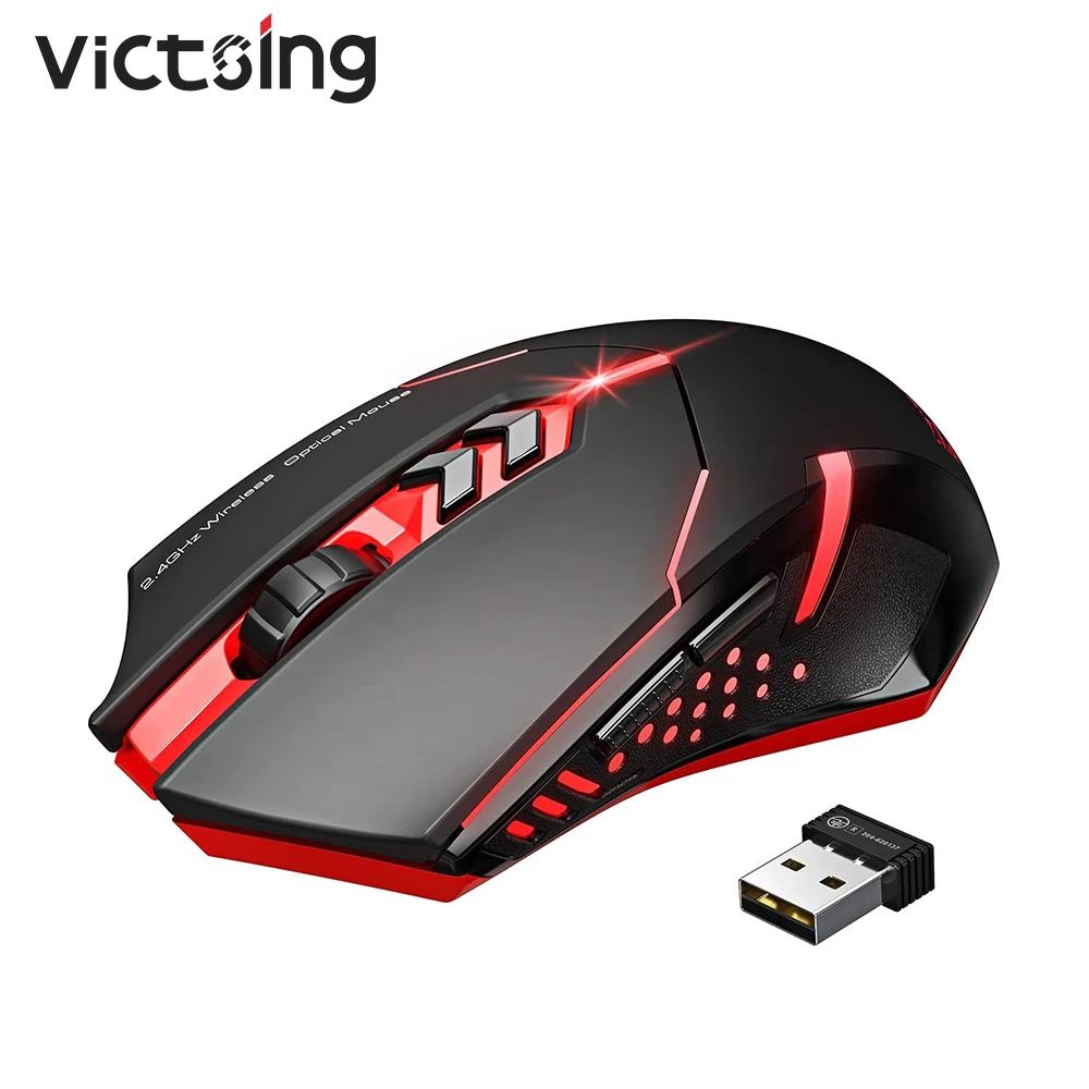 

VicTsing PC066 Wireless Gaming Mouse with Unique Silent Click RGB Breathing Backlit 2400 DPI Ergonomic Grips 7 Buttons Mice