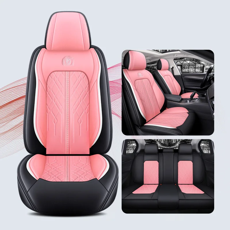 

Car Seat Cover Front/Rear Vehicle Cushion Not Moves Universal Pu Leather Pink/Green Non-Slide For Ford Fiesta Y5 X45