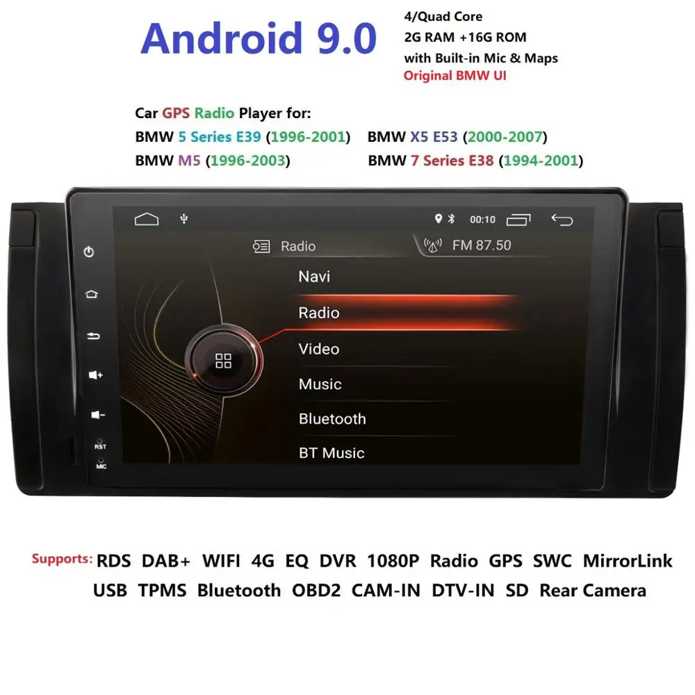 9'񟝰x600 HD сенсорный экран 1din Android 9 0 Автомобильный мультимедийный Радио стерео