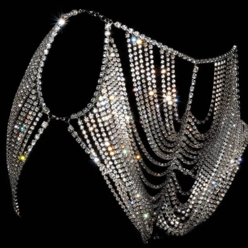 

2020 Sexy Rhinestone Metal Body chain Skirts womens Shiny Glitter See Through Sequins Mini Skirt club Party Skirts Mujer