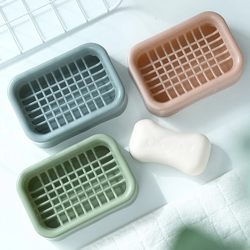 

Bathroom Soap Dish Plate Case Home Shower Travel Hiking Soap Holder Container Soap Box Plastic Double Layer Dispenser Soap Rack
