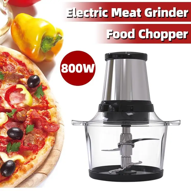 

800W 2L Stainless Steel Meat Grinder 2 Speeds Electric Chopper Meat Grinder Household Automatic Mincing Machine Food Processor