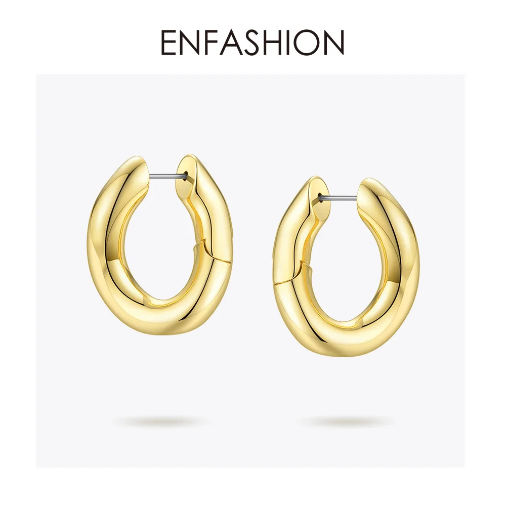 ENFASHION панк звено цепи серьги в виде колец, для Для женщин маленький золотого цвета круг обручи серьги Модные украшения сиреневого цвета De Moda EC1044