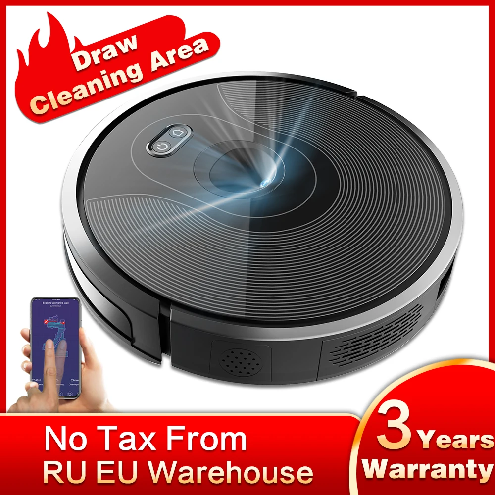 

ABIR Robot Vacuum Cleaner X6,Triple Navigation,Wifi App,Map Display,Remote Upgrade,Hand Draw Virtual Blocker,Electric Water tank