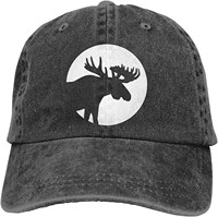 linzsfe unisex moon scene with moose baseball cap adjustable hat denim adjustable dad hat cowboy caps