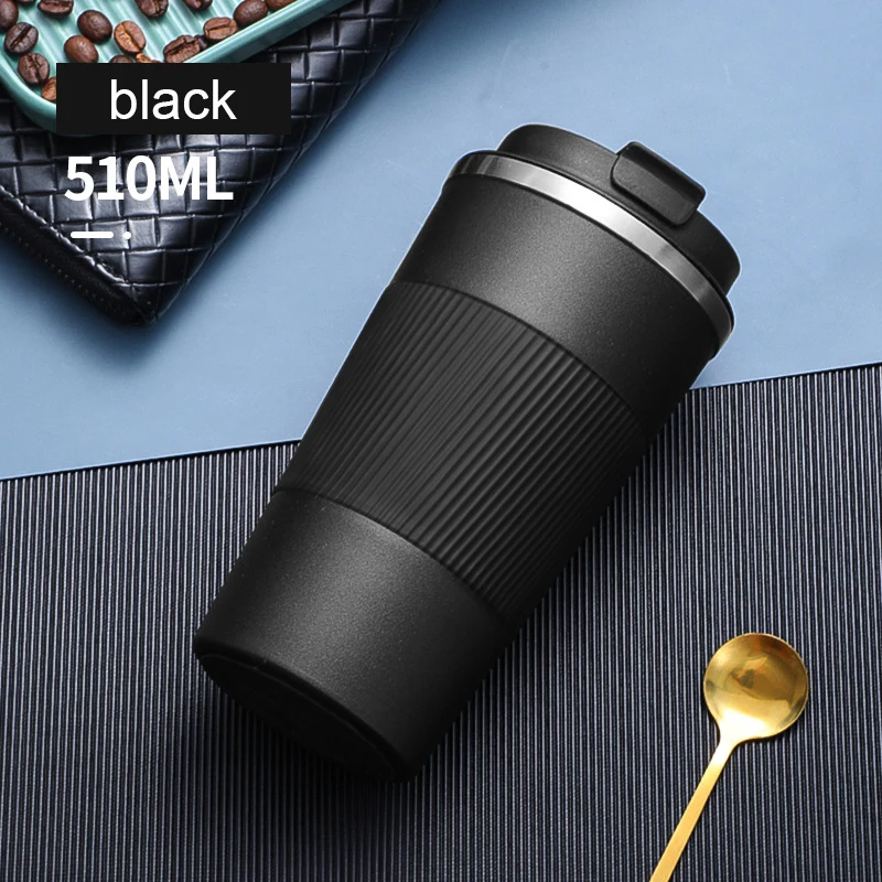 

380ml/510ml Double Stainless Steel Coffee Thermos Mug With Non-slip Case Car Vacuum Flask Travel Insulated Bottle