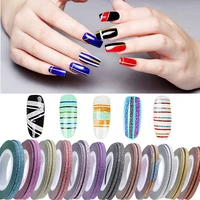 14 colorsgoldsilver set nail art striping line tape stickers 123mm tape adhesive super fine nail art polish decorations