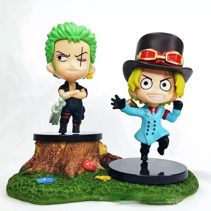 

One Piece Anime Figure Set Q Version Luffy Roronoa Zoro Nami PVC Figurine Toys Kawaii Dolls Kid Gift Antistress Fidget Toy