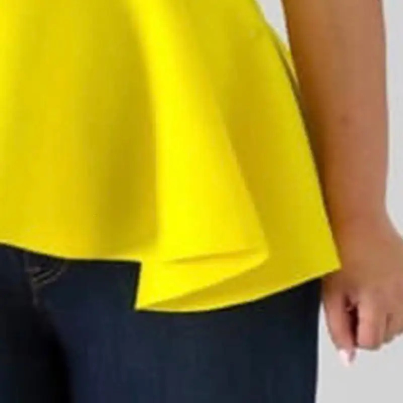 Осенняя желтая Блузка с оборками размера плюс женские топы элегантные вечерние