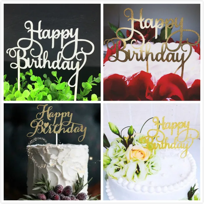 Розовое золото искусственная акриловая буква золотой серебряный торт флаг