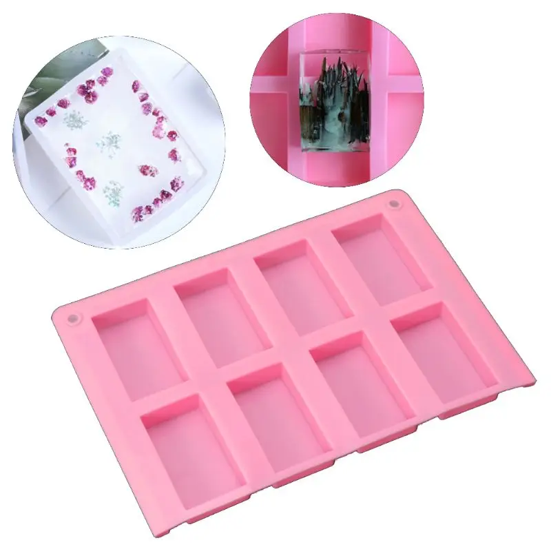 

D2TD 8 Cavities Rectangle Cuboid Silicone Mold Soap Dried Flower Resin Mold DIY Tools