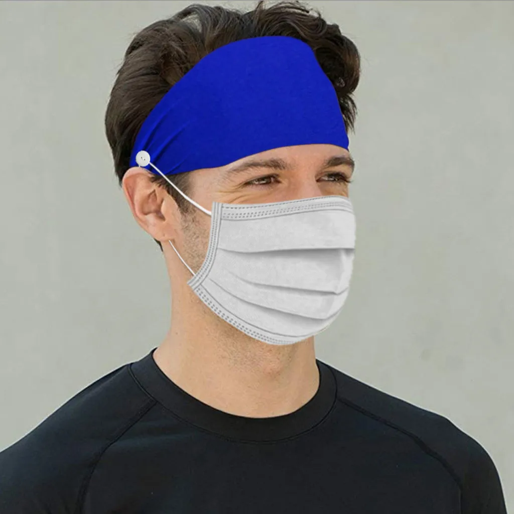 

Button Headband Facemask Holder Wearing Mask Protect Ears Sports Quick Dry Sweat Unisex Sport Headband Sweatband New Z0409