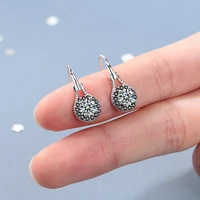 diwenfu solid 925 silver sterling vs2 diamond earring for women fashion aros mujer oreja diamond bizuteria with black obsidian