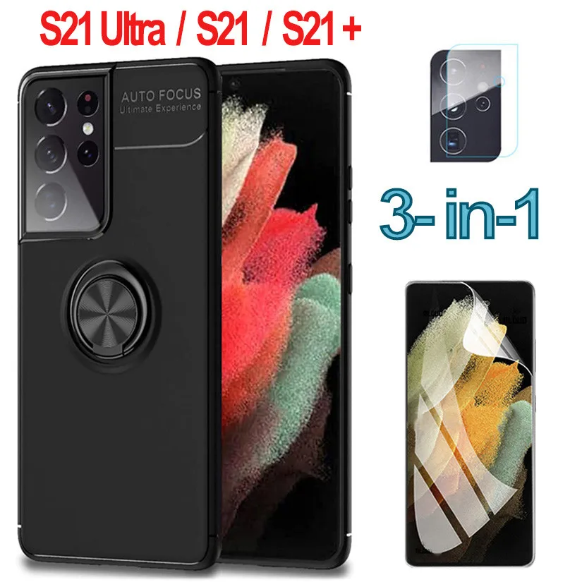 

With Magnetic Ring Case For Samsung S21 Ultra Back Cover+Glass, Sansung S21 Ultra SamsungS21 Case SmartPhone Bumper Covers Samsung Galaxy S21 Plus Ultra Silicone Cases