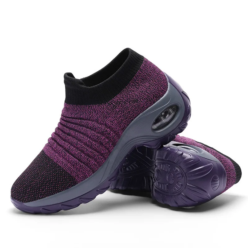 2019 Для женщин на платформе кроссовки дышащие сетчатые Вязание повседневная