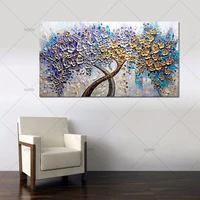 handpainted palette knife golden flower tree oil painting 1 panel oil painting wall art picture on canvas decorative home decor