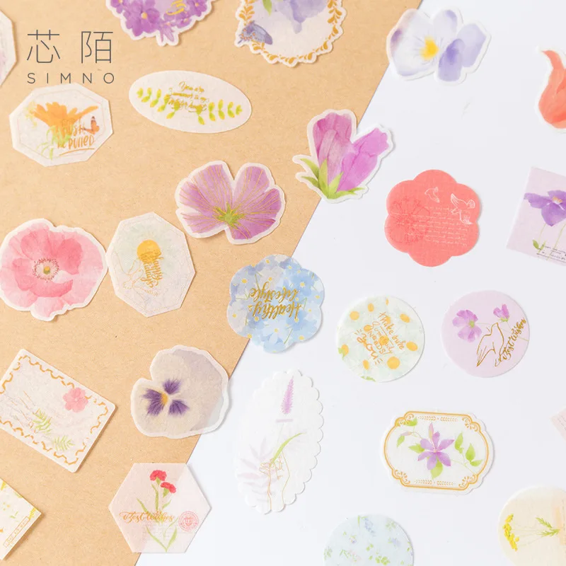 36 шт. эстетическое мягкие чехлы с изображением цветов золотистыми Стикеры