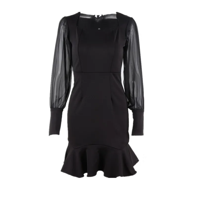 Vestidos mujer осень 2019 винтажные женские платья элегантные вечерние с квадратным