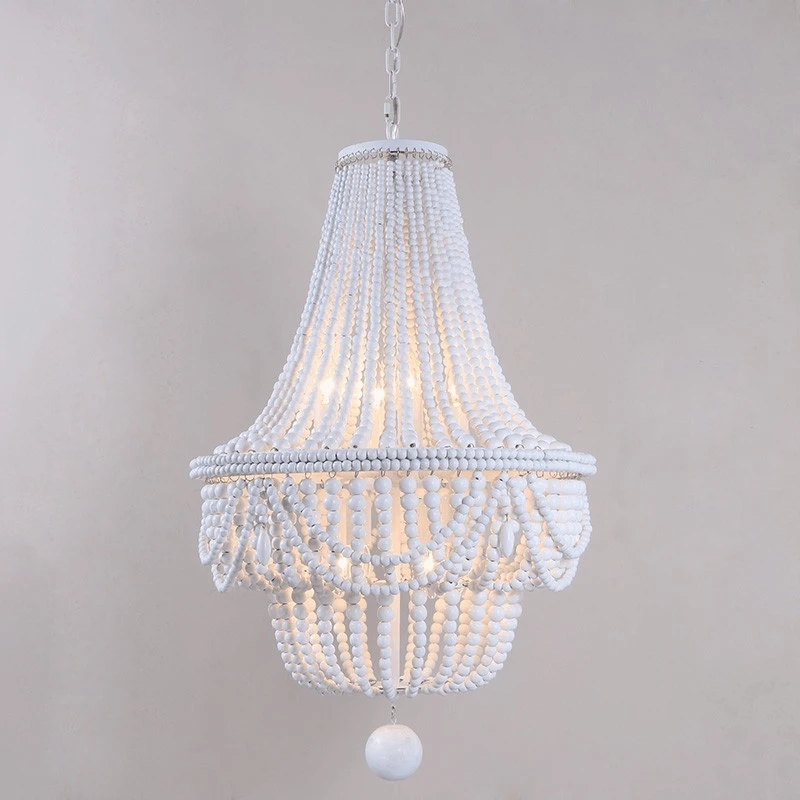 

Wood chandelier lighting modern/white/beaded chandelier lamps for living room/bedroom/dining room/kitchen french hanging lights