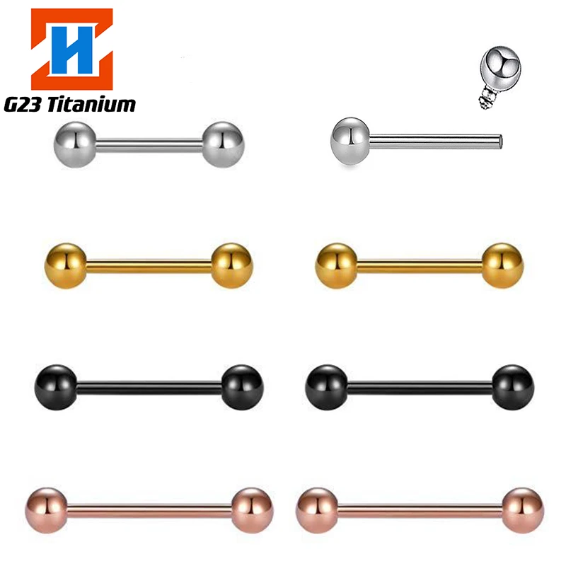 

1PC G23 Titanium Internally Threaded Piercing Tongue Rings Barbell Fake Plug Earrings Cartilage Nipple Rings Jewelry 16G 14G