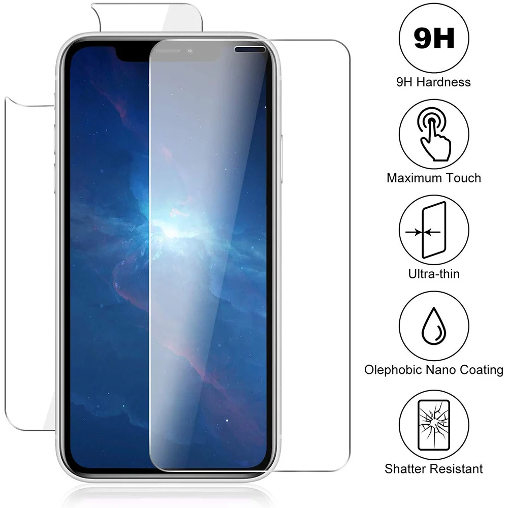 Передняя и задняя защитная пленка из закаленного стекла для Iphone 11 Pro Max XR X XS MAX 11Pro
