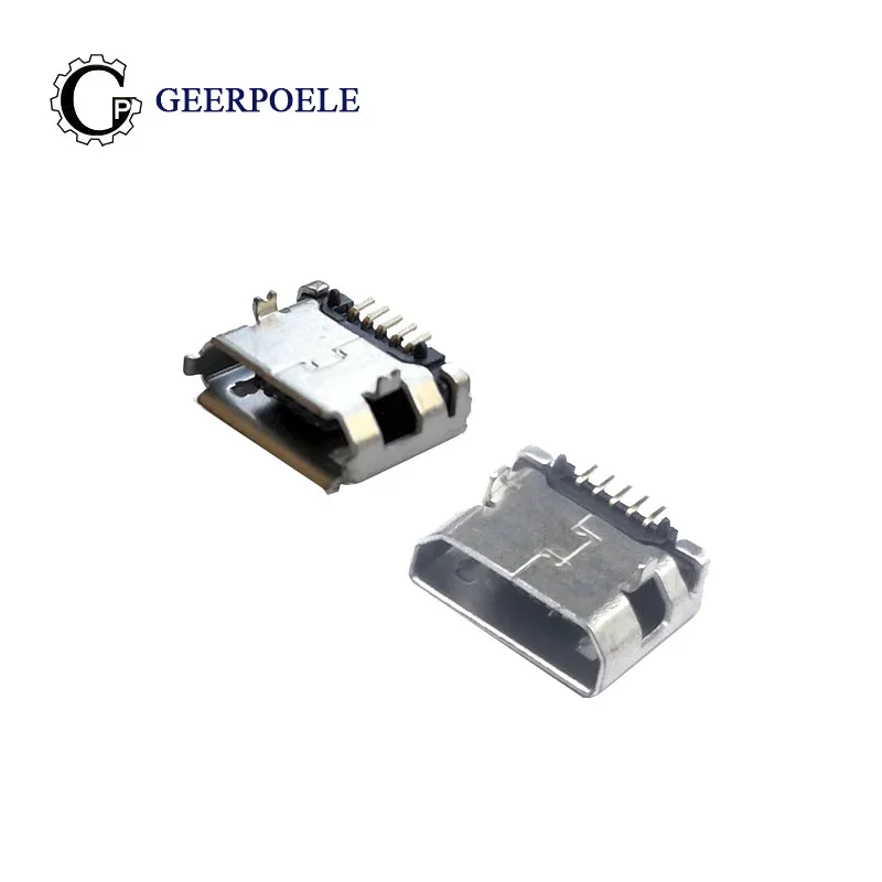 50 шт./лот 5Pin DIP SMD Micro USB Разъемы Женский Плоский порт штекер Концевая вилка клеммы