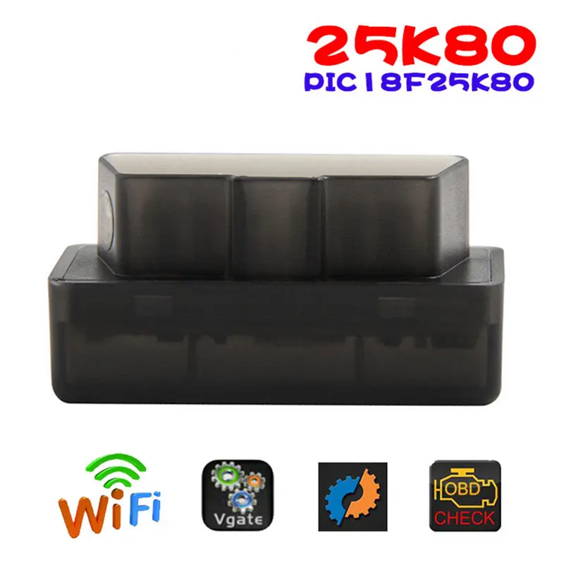 Супер Мини ELM327 WIFI OBD2 считыватель кодов 25k80 ELM 327 Wifi сканирующий инструмент для IOS
