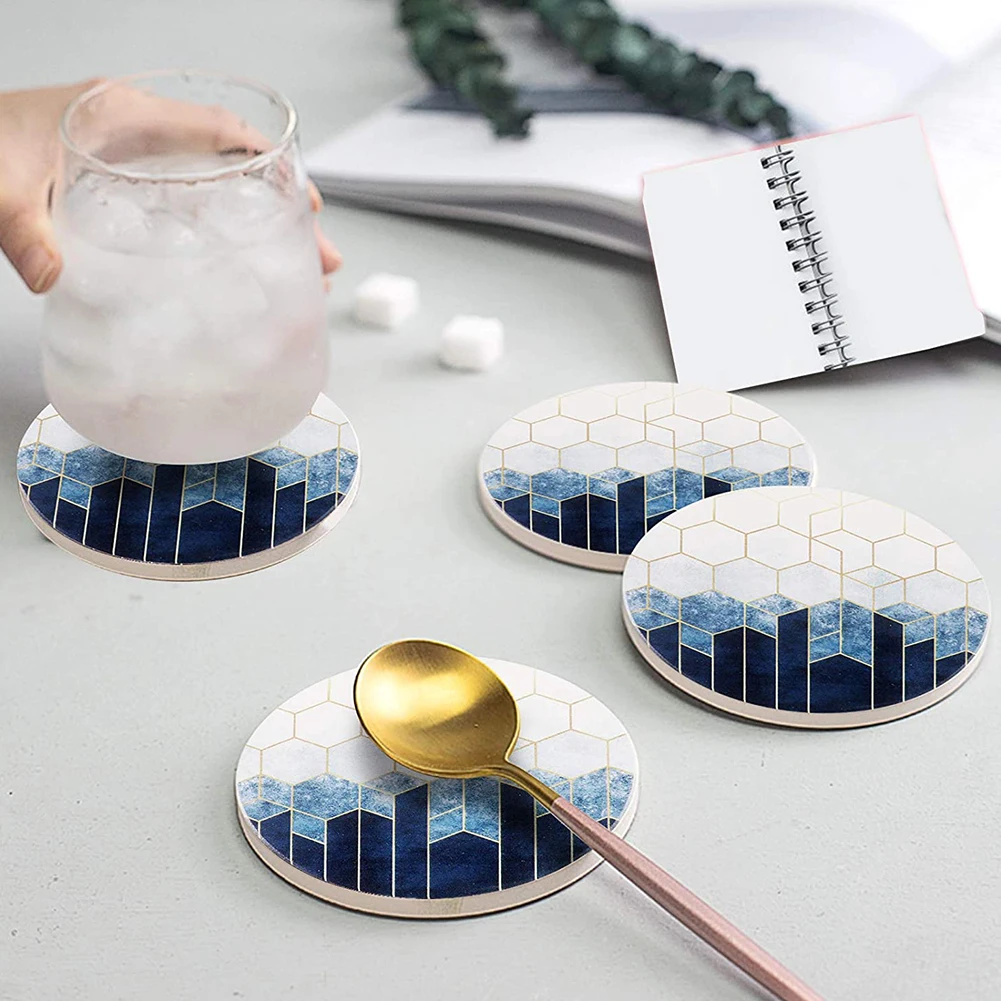 

Creative Ceramic Coaster Luxury Marble Heat Non-Slip Drink Cup Coffee Pad Tea Mat Dining Table Placemat Dining Table Decoration