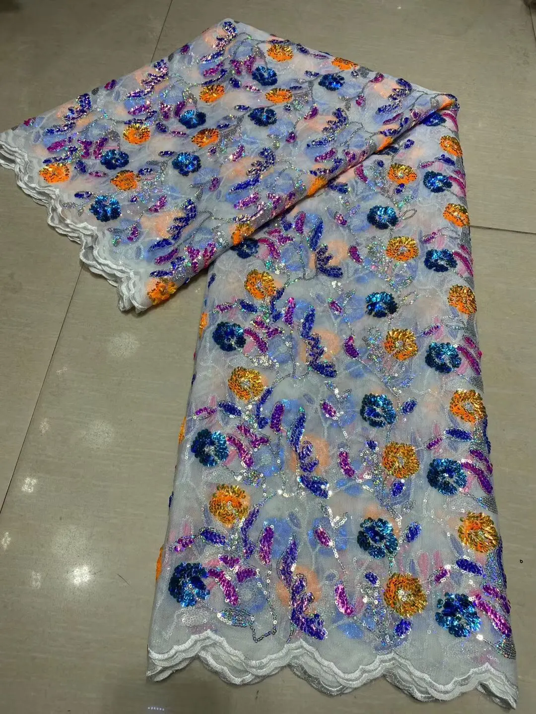 Оптовая цена Высококачественная кружевная ткань с блестками вышивка тюль