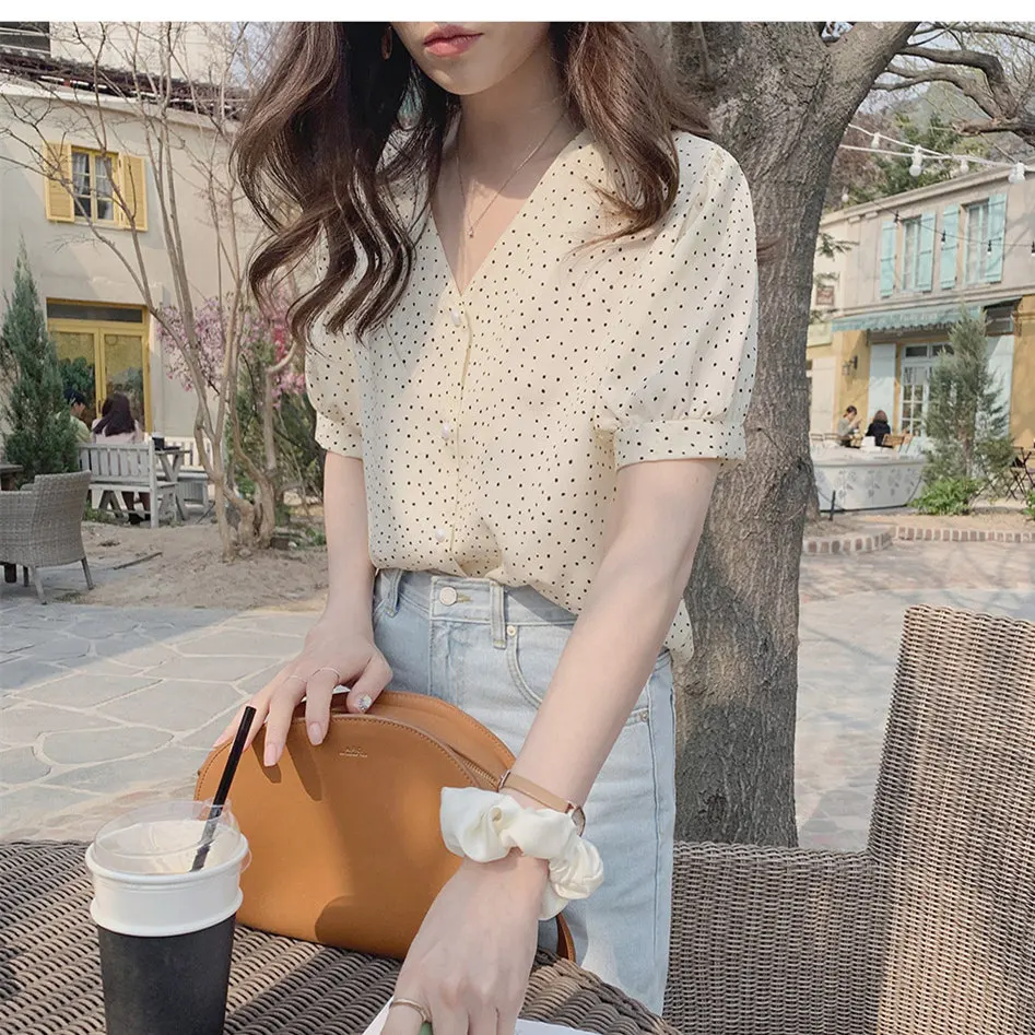 

New spring Vintage white Shirt female Oversize Tops Women short sleeve Girls Blouse Summer Chiffon Women Blouses femme Blusas