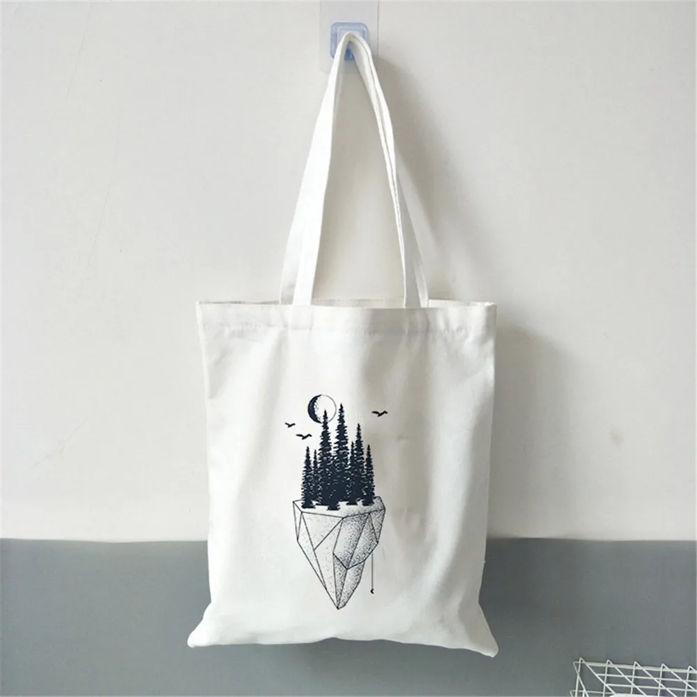 

Женская сумка для покупок, вместительные сумки на плечо с принтом леса, женские пляжные сумки, Холщовая Сумка, сумки-тоуты
