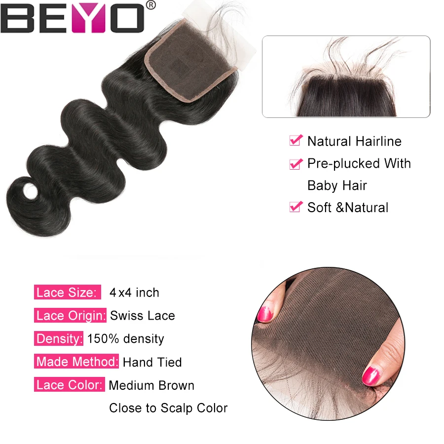 Объемная волна пряди с закрытием бразильские вплетаемые волосы Remy человеческие