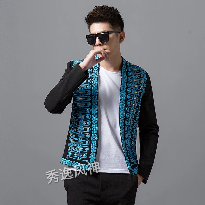 Осенне зимний новый костюм Мужская одежда ручная работа бриллианты вышивка