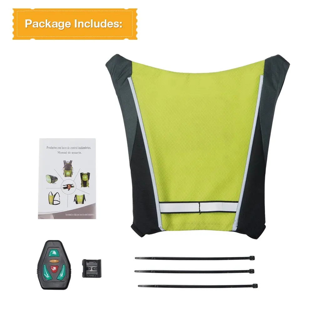 

Bicycle Vest Night Hiking Cycling LED Signal Light Indicator Reflective Vest Bike Backpack Safety Turnning Signal Lights Vests