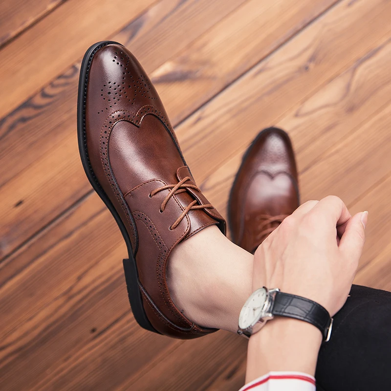 Броги в ретро-стиле мужские Классические деловые кожаные туфли классические